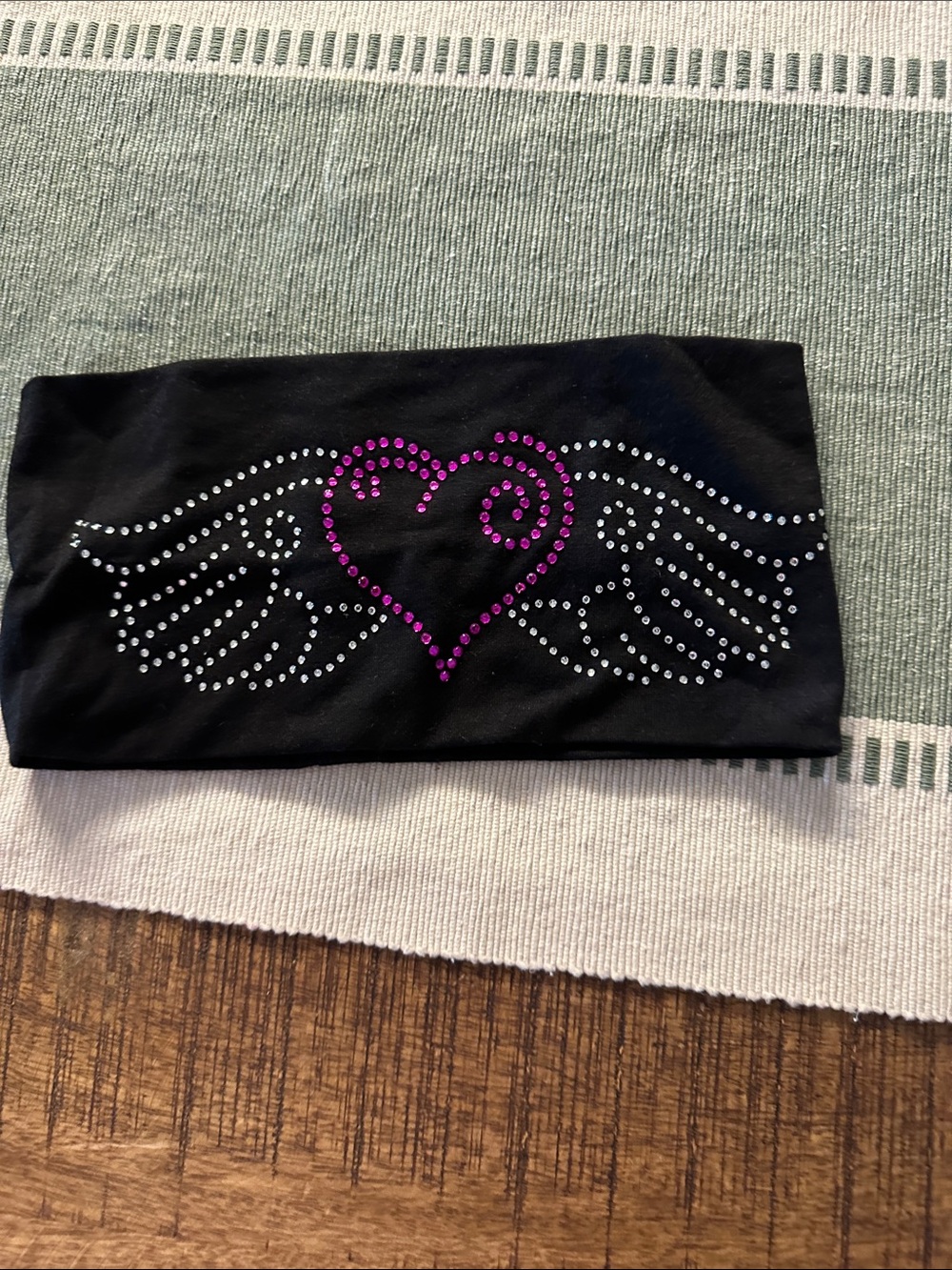 Black Rhinestone Heart Wing Bandeau